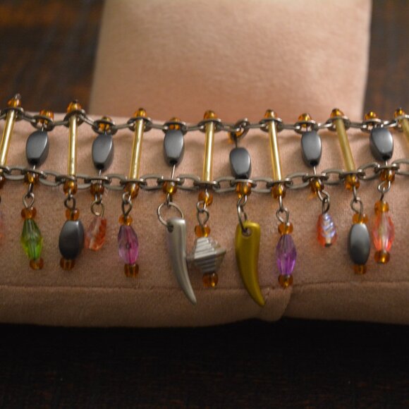 ✨ NWT Fashion Jewelry Ladder Charm Bracelet – Adjustable 8"–10" – Fall Colors ✨ - Picture 2 of 7